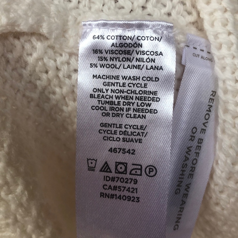 LOFT XXL White Cable Knit Trim Sweater - Picture 6 of 6